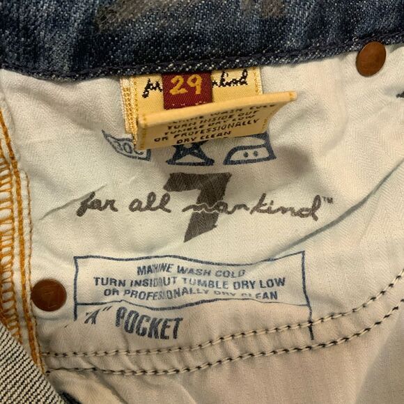 7 For All Mankind Sequined A Pocket Wide Leg Jeans Size 29 - Picture 12 of 12